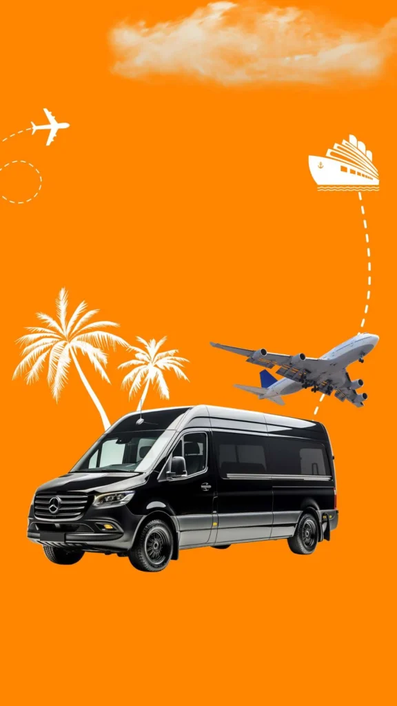 mobile Miami and South Florida Shuttles Website banner with black passenger van